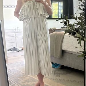 Sage strapless romper blue and white